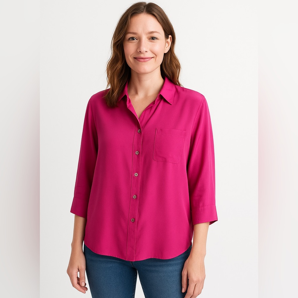 100% Silk fuchsia hot bright pink Anne Carson women’s‎ size XL